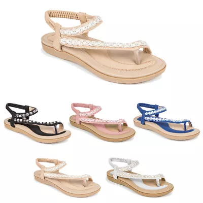 Haute Edition Women's Crystal Bohemian Beaded Comfort Sandals • $28.99