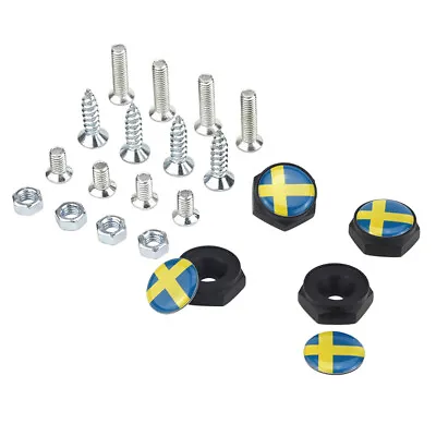 Sweden Swedish Flag Emblem Car License Plate Frame Screws Bolts Caps Covers Nuts • $14.99