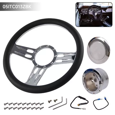 14  Chrome Aluminum Steering Wheel PVC Half Wrap +9 Hole Hub Adapter Horn Button • $146.20