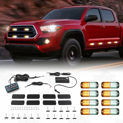 8PCS Amber/White 24-LED Car Truck Emergency Beacon Warning Hazard Strobe Light • $55