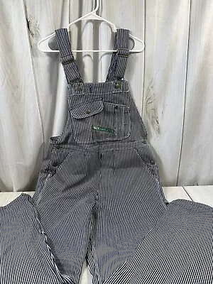 Key Brand Railroad Overalls Coveralls Men’s 36x32 Hickory Stripe Blue White • $53.99