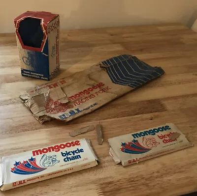 Mongoose Bmx Cardboard Packaging Stem/Fork/Chain Vintage Bmx Old School Packets • $290