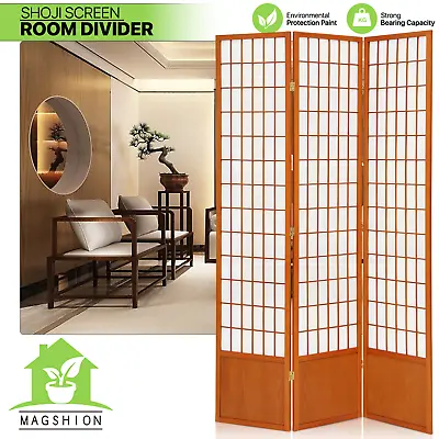 3 Panel Partition Room Divider Folding Shoji Privacy Fabric Screen W/Wood Baffle • $98.99