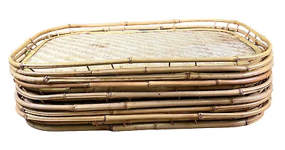 Vintage Wicker Rattan Bamboo Serving Trays Tiki Lap Midcentury Modern MCM LOT 8 • $69.99