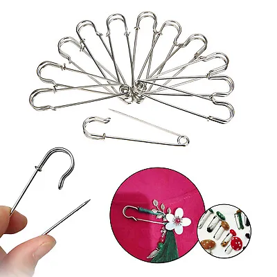 10/20pcs Silver Safety Pins DIY For Leather Clothing Sewing Dressmaking 50mm • £2.79