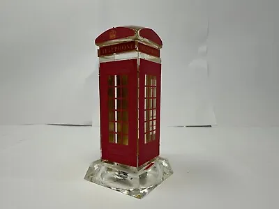 Red Crystal London Telephone Booth With LED Light Self Sitter Ornament For Decor • £20.69