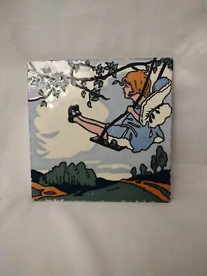 Antique California Tile Girl On A Swing • $199.99