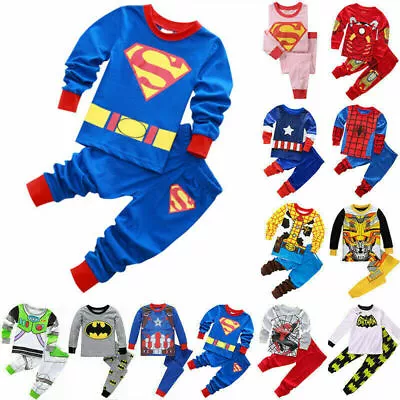 Spiderman Kids Boys Girls Cars Pajamas T-Shirt Pant Set Sleepwear Outfits PJs AU • $18.52