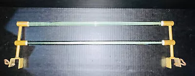 VTG GLOWY GLASS 22  Double Glass Towel Bar Brass Clamp Kitchen Bath • $95