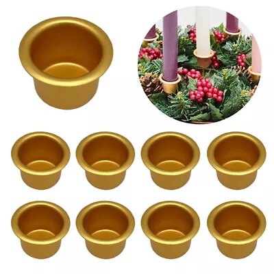 10pcs Metal Candle Cups Gold Silver Round Candle Candlestick Cups Tray Reusable • £3.58