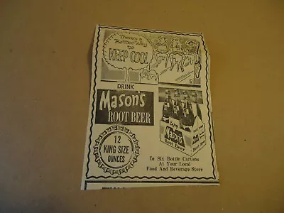 Mason's Root Beer 1963 Soda Newsprint Ad BALTIMORE MD • $9.99