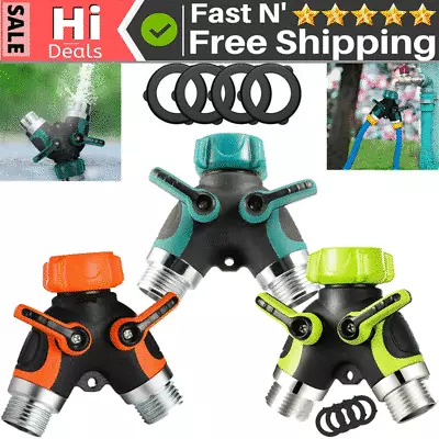 2 Way Heavy Duty Garden Hose Splitter 3/4  Y Shape Valve Water Pipe Connector • $9.71