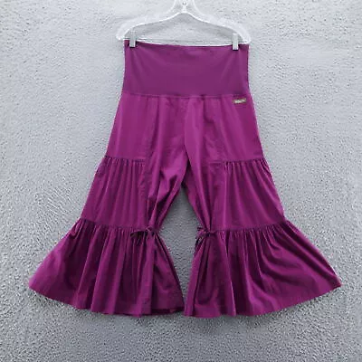 Matilda Jane Womens Big Ruffle Crop Pants Small Purple Flare Leg Lightweight • $27.99