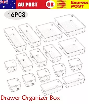 $29.99 • Buy 16PCs Drawer Desk Draw Cutlery Tray Home Office Kitchen Organizer Storage Box AU
