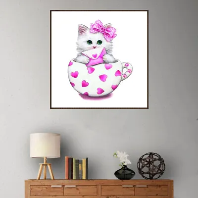 $11.43 • Buy Cat 5D DIY Diamond Painting Embroidery Mosaic Needlework Home Decor(Pink)