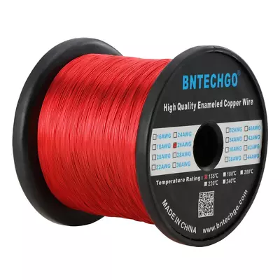 BNTECHGO 26 AWG Enameled Copper Magnet Wire - 3.0 Lb - 0.0157  Red • $90.49