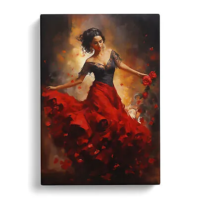 Flamenco Dancer Informel Canvas Wall Art Print Framed Picture Decor Living Room • £29.95