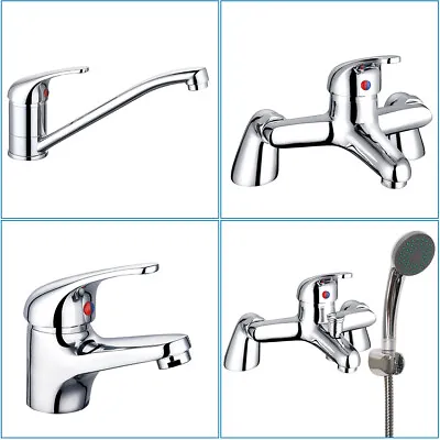 Modern Bathroom Tap Kitchen Basin Mixer Bath Filler Shower With Hand Held Chrome • £16.99