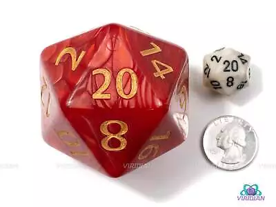 Titan Red Pearl | Single Giant D20 | 55mm Acrylic Die (1) • $9.25