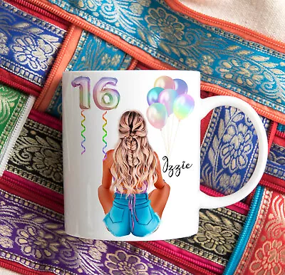 Personalised 16th 18th 21st 30th 40th 50th Etc Birthday Mug Girls Ladies Gift • £11.99