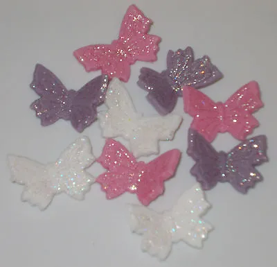 Edible Icing Sparkling Glitter Butterflies Pink Lilac White Cup Cake Toppers • £3.15