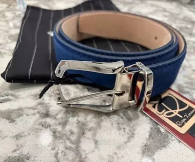 Roger Ximenez Italian Blue Suede Belt Italy Size 40 New • $124