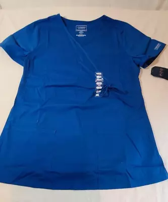 Cherokee Women's Scrub Maternity Mock Wrap Top Royal Blue S Item #WW685 • $14.99