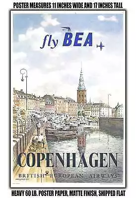 11x17 POSTER - 1955 Fly BEA Copenhagen British European Airways • $16.16