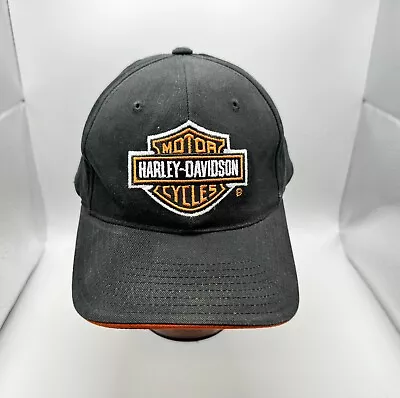 Vintage Harley Davidson Hat Cap Mens Black Orange Motorcycle Embroidered • $18.79