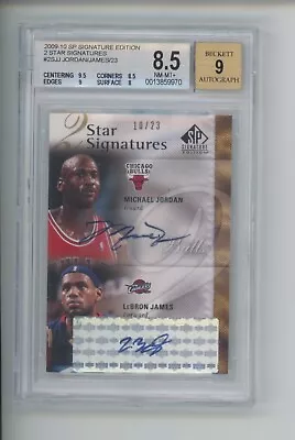 Michael Jordan Lebron James Auto /23 2009-10 Sp Signature Edition 2 Star Bgs 8.5 • $12999.99