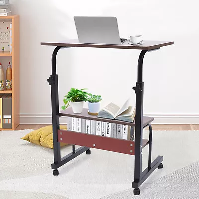 Mobile Sofa Side Table Laptop Table Book Desk Cart Tray Adjustable W/ Wheels  • $35.15