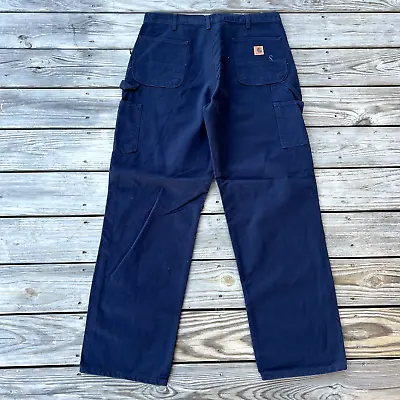 Carhartt Men's Loose Fit Washed Duck Utility Work Pants 38 X 34 Midnight Navy • $30.35