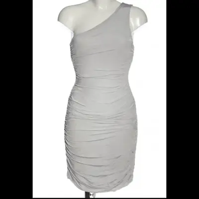 H&M One Shoulder Light Grey Elegant Ruched Bodycon Dress XS • £17.37