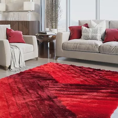 RugBerry 8x10 Red Area Rug 3D Abstract Geometric Shag Carpet Floor Decor • $279