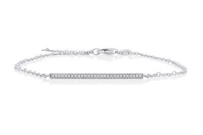 Round Cut Lab Created Moissanite Bar Bracelet 7.5  In 925 Sterling Silver • $46.42