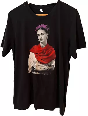 Frida Kahlo Canvas Bella Canvas Cotton Black Graphic T-Shirt Adult Unisex L • $18.99