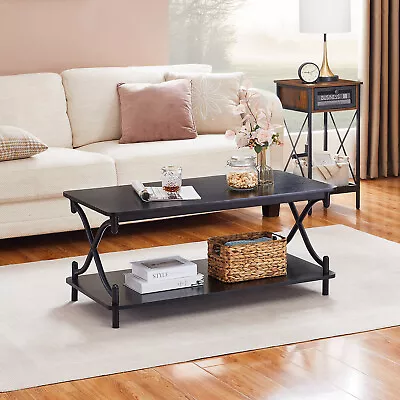 Morden Coffee Table Center Console Table With Wood Storage Shelf For Living Room • $71.99