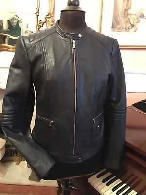 Massimo Dutti Real Leather Biker Jacket • £49.99