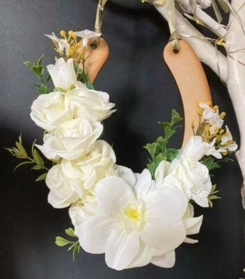 £15 • Buy Handmade Lucky Wedding Horseshoe - Wooden With Artificial Flowers 'July'