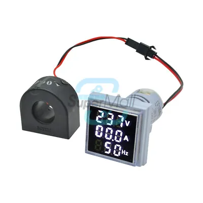 3 In 1 White LED Digital Voltage Current Meter Indicator 22mm AC60-500V 0-100A • $4.24