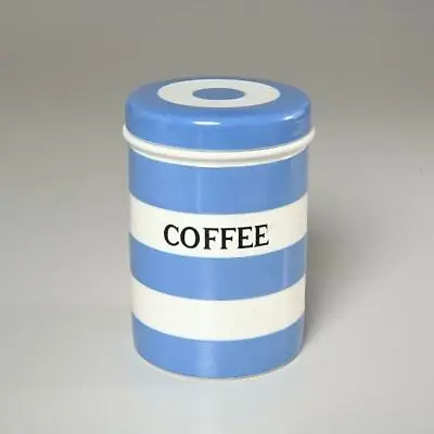 T G Green Blue White Cornishware Coffee Canister Black Mark Vintage • $140