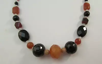 Jay King 925 Sterling Silver Black Orange Red Beaded Necklace 18  • $54.99