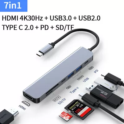 7 In 1 Multiport USB-C Hub Type C To USB 3.0 4K HDMI PD Adapter For Macbook Pro • $23.96