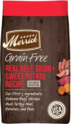 Merrick Grain-Free Dry Dog Food Real Bison Beef & Sweet Potato Recipe 22lb • $49.12