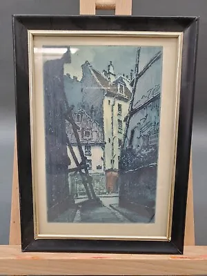 Vintage French Penciled Color Prints Cityscape Alley Decor • $29.99