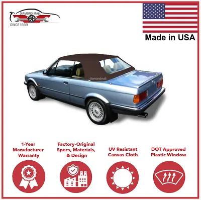 Fits BMW E30 Convertible Soft Top & Plastic Window 3 Series 1986-93 Brown Canvas • $440.10