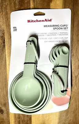KitchenAid Measuring Cups + Spoons Set Light Green 4 Cups 5 Spoons Measures • $11.90