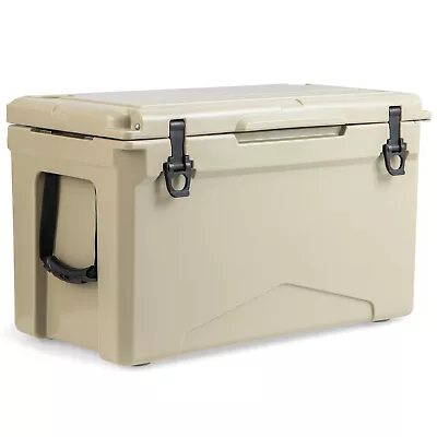 50 QT Rotomolded Cooler Ice Retention For 5-7 Days Portable Ice Chest Tan • $145.99