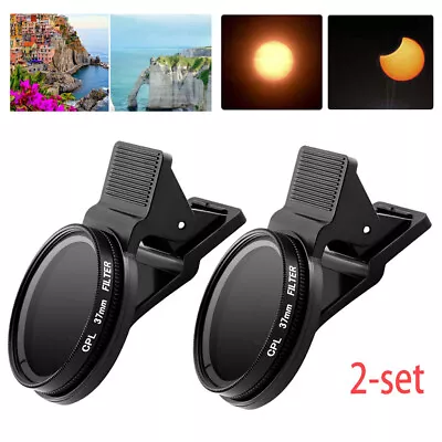 2 Set Universal Solar Eclipse Smartphone Lens With Clip Solar Filter For Phone • $15.95