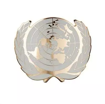 Military UN United Nations Peace Peeking Beret Cap Hat Metal Pin Badge Gold • £12.59